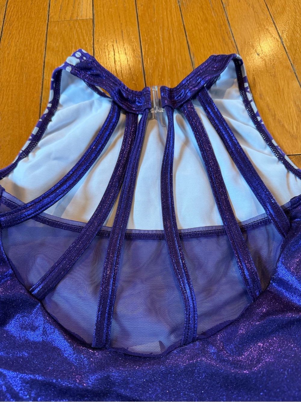 Suni Lee GK Elite Gymnastics leotard purple ombre white teardrops Adult small AS - Picture 3 of 6